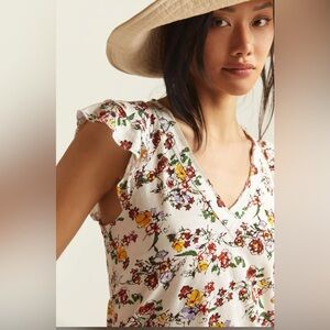 Maeve- Catie Ruffle-Sleeved Tee Blouse Top